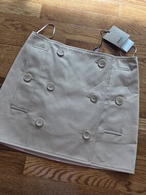 Burberry Beige Double-Breasted Button Mini Skirt